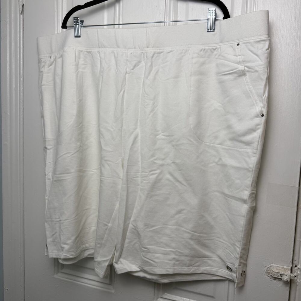 Sport Saavy French Terry Bermuda Shorts Womens 3X White Summer Coastal NWOT